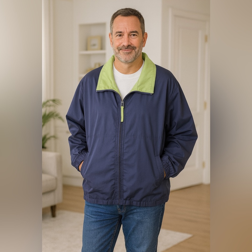 Mackintosh New England Mens 3X Blue And Green Full Zip Jacket Pockets FL…